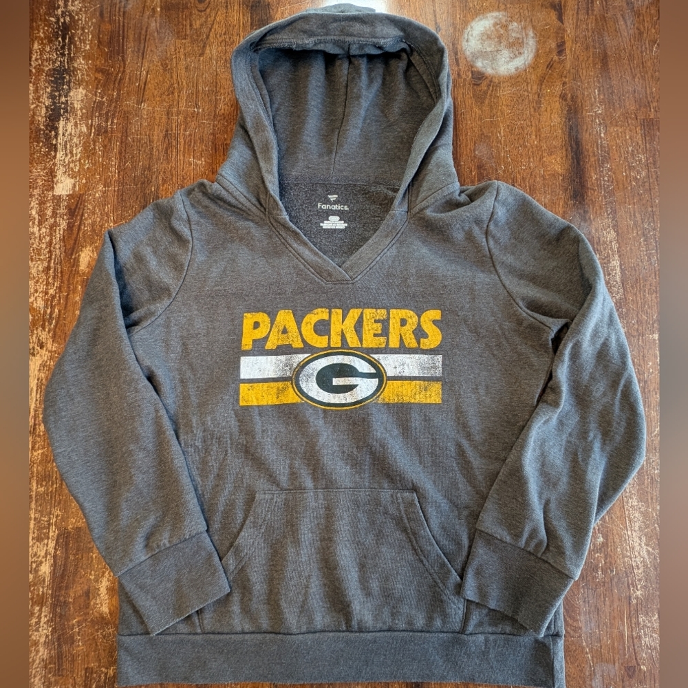 Fanatics Green Bay Packers Gray Women's Hoodie Size Large Used NFL Sports